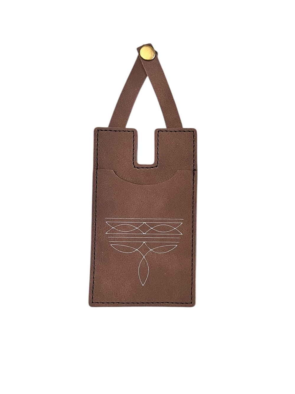 New Brown Cowboy Boot Card Holder Snap-On Hands-Free ID Wallet Concert Essential